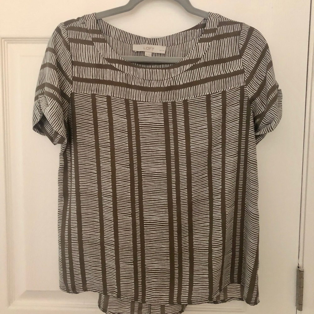 Loft Petite Geometric Yoke Blouse